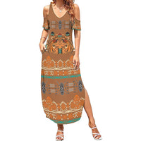 Terracotta Batik Papua-inspired Pattern Summer Maxi Dress - Polynesian Pride
