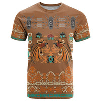 Terracotta Batik Papua-inspired Pattern T Shirt LT9 Gold - Polynesian Pride