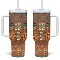 Terracotta Batik Papua-inspired Pattern Tumbler With Handle - Polynesian Pride