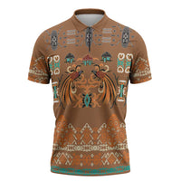 Terracotta Batik Papua-inspired Pattern Zipper Polo Shirt LT9 Gold - Polynesian Pride