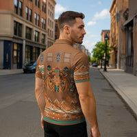 Terracotta Batik Papua-inspired Pattern Zipper Polo Shirt LT9 - Polynesian Pride