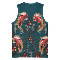Dark Cyan Blue Bird of Batik Papua Basketball Jersey Exotic Natural Wealth of Papua LT9 - Polynesian Pride