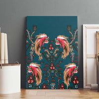 Dark Cyan Blue Bird of Batik Papua Canvas Wall Art Exotic Natural Wealth of Papua - Polynesian Pride