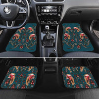 Dark Cyan Blue Bird of Batik Papua Car Mats Exotic Natural Wealth of Papua - Polynesian Pride