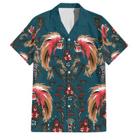 Dark Cyan Blue Bird of Batik Papua Family Matching Puletasi and Hawaiian Shirt Exotic Natural Wealth of Papua LT9 Dad's Shirt - Short Sleeve Blue - Polynesian Pride
