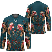 Dark Cyan Blue Bird of Batik Papua Hockey Jersey Exotic Natural Wealth of Papua LT9 - Polynesian Pride