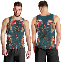 Dark Cyan Blue Bird of Batik Papua Men Tank Top Exotic Natural Wealth of Papua LT9 - Polynesian Pride