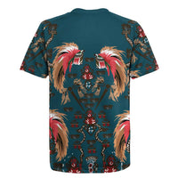 Dark Cyan Blue Bird of Batik Papua Rugby Jersey Exotic Natural Wealth of Papua LT9 - Polynesian Pride