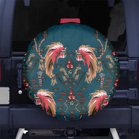 Dark Cyan Blue Bird of Batik Papua Spare Tire Cover Exotic Natural Wealth of Papua - Polynesian Pride