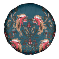 Dark Cyan Blue Bird of Batik Papua Spare Tire Cover Exotic Natural Wealth of Papua - Polynesian Pride