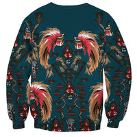 Dark Cyan Blue Bird of Batik Papua Sweatshirt Exotic Natural Wealth of Papua - Polynesian Pride
