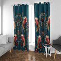 Dark Cyan Blue Bird of Batik Papua Window Curtain Exotic Natural Wealth of Papua - Polynesian Pride