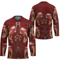Oxblood Bird of Batik Papua Hockey Jersey Exotic Natural Wealth of Papua - Polynesian Pride
