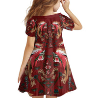 Oxblood Bird of Batik Papua Kid Short Sleeve Dress Exotic Natural Wealth of Papua - Polynesian Pride