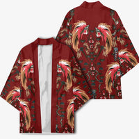 Oxblood Bird of Batik Papua Kimono Exotic Natural Wealth of Papua - Polynesian Pride