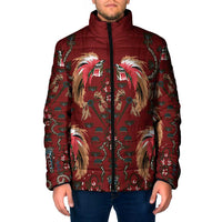Oxblood Bird of Batik Papua Padded Jacket Exotic Natural Wealth of Papua LT9 Men Red - Polynesian Pride