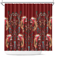 Oxblood Bird of Batik Papua Shower Curtain Exotic Natural Wealth of Papua - Polynesian Pride