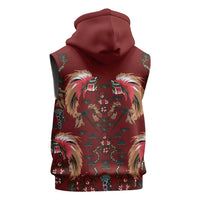 Oxblood Bird of Batik Papua Sleeveless Hoodie Exotic Natural Wealth of Papua LT9 - Polynesian Pride