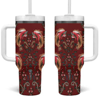 Oxblood Bird of Batik Papua Tumbler With Handle Exotic Natural Wealth of Papua - Polynesian Pride