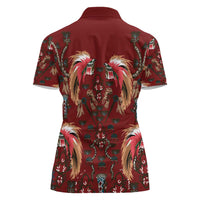 Oxblood Bird of Batik Papua Women Polo Shirt Exotic Natural Wealth of Papua LT9 - Polynesian Pride