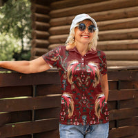 Oxblood Bird of Batik Papua Women Polo Shirt Exotic Natural Wealth of Papua LT9 - Polynesian Pride