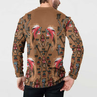 Terracotta Bird of Batik Papua Button Sweatshirt Exotic Natural Wealth of Papua - Polynesian Pride