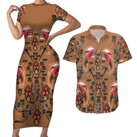 Terracotta Bird of Batik Papua Couples Matching Short Sleeve Bodycon Dress and Hawaiian Shirt Exotic Natural Wealth of Papua - Polynesian Pride