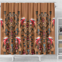 Terracotta Bird of Batik Papua Shower Curtain Exotic Natural Wealth of Papua - Polynesian Pride