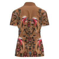 Terracotta Bird of Batik Papua Women Polo Shirt Exotic Natural Wealth of Papua LT9 - Polynesian Pride