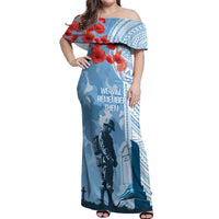 FSM Verterans Day Off Shoulder Maxi Dress Their Lives Your Freedom LT9 Women Blue - Polynesian Pride