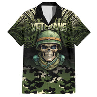 Veterans Day Family Matching Puletasi and Hawaiian Shirt War Never Leaves A Veteran Proud Military LT9 Dad's Shirt - Short Sleeve Black - Polynesian Pride