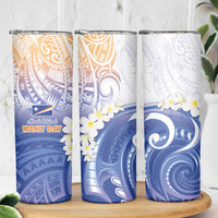 Marshall Islands Manit Day Skinny Tumbler Plumeria and Polynesian Tribal