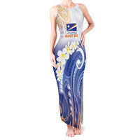 Marshall Islands Manit Day Tank Maxi Dress Plumeria and Polynesian Tribal