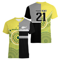 Custom Cricket AUNZ Spirit Women V-Neck T-Shirt Aussie New Zealand Retro Edition - Polynesian Pride