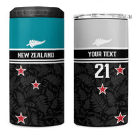 Custom NZ Cricket Pride 4 in 1 Can Cooler Tumbler Silver Fern Fan Supporter Apparel - Polynesian Pride