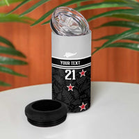 Custom NZ Cricket Pride 4 in 1 Can Cooler Tumbler Silver Fern Fan Supporter Apparel - Polynesian Pride