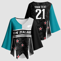 Custom NZ Cricket Pride Kimono Sleeve Blouse Silver Fern Fan Supporter Apparel - Polynesian Pride