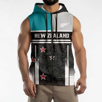 Custom NZ Cricket Pride Sleeveless Zip Hoodie Silver Fern Fan Supporter Apparel - Polynesian Pride
