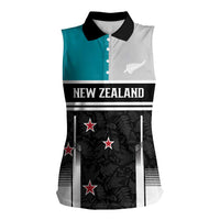 Custom NZ Cricket Pride Women Sleeveless Polo Shirt Silver Fern Fan Supporter Apparel - Polynesian Pride