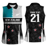 Custom NZ Cricket Pride Women Sleeveless Polo Shirt Silver Fern Fan Supporter Apparel - Polynesian Pride