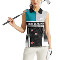 Custom NZ Cricket Pride Women Sleeveless Polo Shirt Silver Fern Fan Supporter Apparel - Polynesian Pride