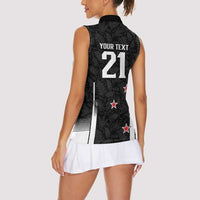 Custom NZ Cricket Pride Women Sleeveless Polo Shirt Silver Fern Fan Supporter Apparel - Polynesian Pride