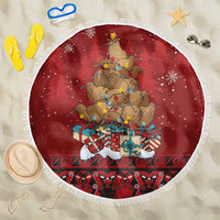 Funny Kiwi Bird Xmas Tree Beach Blanket New Zealand Tribal Christmas Spirit - Polynesian Pride