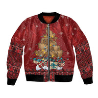 Funny Kiwi Bird Xmas Tree Bomber Jacket New Zealand Tribal Christmas Spirit - Polynesian Pride