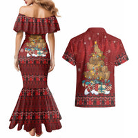 Funny Kiwi Bird Xmas Tree Couples Matching Mermaid Dress and Hawaiian Shirt New Zealand Tribal Christmas Spirit LT9 - Polynesian Pride