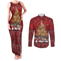Funny Kiwi Bird Xmas Tree Couples Matching Tank Maxi Dress and Long Sleeve Button Shirt New Zealand Tribal Christmas Spirit - Polynesian Pride