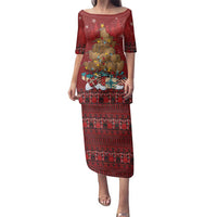 Funny Kiwi Bird Xmas Tree Family Matching Puletasi and Hawaiian Shirt New Zealand Tribal Christmas Spirit LT9 Mom's Dress Red - Polynesian Pride