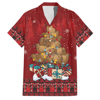 Funny Kiwi Bird Xmas Tree Family Matching Short Sleeve Bodycon Dress and Hawaiian Shirt New Zealand Tribal Christmas Spirit LT9 Dad's Shirt - Short Sleeve Red - Polynesian Pride