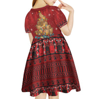 Funny Kiwi Bird Xmas Tree Kid Short Sleeve Dress New Zealand Tribal Christmas Spirit LT9 - Polynesian Pride