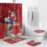 Funny Santa Riding Shark Bathroom Set Polynesian Tribal Christmas Spirit - Polynesian Pride